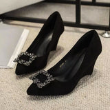 Breakj Hefque Fashion Single-Shoe Women 2025 Spring New Fashion Water Diamond Head Light Moussed Soft Bottom Not Tired Heeled