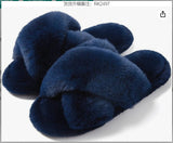 Slippers Female 2023 Autumn And Winter New Women Flat Toe Home Cross Plush