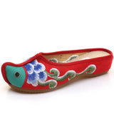 Breakj Ethnic Wind Canvas Embroidered Cloth Shoes Embroidered Cloth Shoes Women Summer
