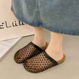 Breakj Woven Woven Half Slippers Women Summer Wear 2025 New French Dress Cool Slippers Roman Sandals