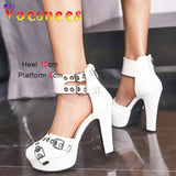 Sized Side Empty High Heels Fashion With Belt Buckle Rome Sandals Waterproof Platform Round Toe Four Season Women's