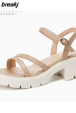 Size 34-39 Women Sandals Rome Real Leather High Heels Summer Shoes For Women 2023 Trend Ankle Strap Platform