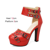 Sized Side Empty High Heels Fashion With Belt Buckle Rome Sandals Waterproof Platform Round Toe Four Season Women's