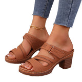 Breakj New Summer Slope And Fish Mouth Slippers Women's Casual Large-Size Coarse And Slippers With Solid