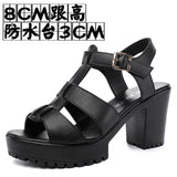 Breakj T-T-Slace Sandals Waterproof Table Thick Soles 41-43 Yards Cheongsam Runway Shoes Large-Size Coarse Heel Waterproof Table Women's