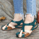 Women's Shoes 2023 Summer New Retro Round Head Slope With Ladies' Roman Shoes Cross Buckle Women's