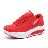 Sneakers 2021 Breathable Waterproof Wedges Platform Vulcanize Shoes Woman Pu Leather Casual Shoes Tenis