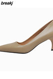 Size 34-39 Women Pumps Real Leather Sexy Pointed Toe High Heels Shoes For Women Solid Thin Heel Office Party