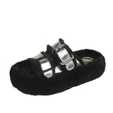 Slippers Female Autumn Winter Soft Bottom Comfortable Indoor Floor Slippers Leather Flat Slippers Outside The