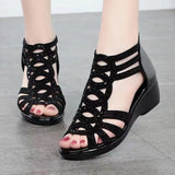 Breakj Leather Roman Sandals Women's Summer 2023 New Soft-Soled Mother Shoes Fashion Wearing Ladies Sandals Women's