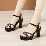 High-Heeled Model Sandals Women's Summer New Cheongsam Walking Sandals Waterproof Platform Thick Soles Large Size Open-Toed