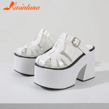 High Heels Women's Sandals 2023 Simply Style Roma Platform Sandals Round Toe Hollow Out Comfy Walking Ladies Shoes