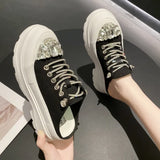 thick-soled designer canvas shoes women's 2022 new all-match platform shoes thick-soled heightened casual daddy