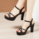 High-Heeled Model Sandals Women's Summer New Cheongsam Walking Sandals Waterproof Platform Thick Soles Large Size Open-Toed
