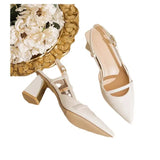 Breakj Sandals Women 2024 New Summer Fairy Not Tired Feet French Soft Leather Pointed Thick Heel High Heels