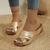 New Summer Slope Heel Slippers Large Size Women's Shoes Leisure Fashion Heeled