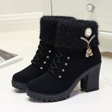 Breakj The Fall Of 2025, The New Women's Boots Water Drilled Wool Mouth High Heel And Large-Size Fashion Shoes