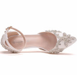 Queen Wedding Shoes Bride 7cm High Heels White Pumps Christmas Day Evening Party Stiletto Luxury Sandals Plus Size