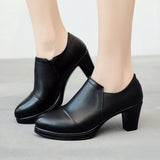 Mouth Single Shoes 2023 Autumn Korean Version Pointed Thick Heels For Ladies Waterproof Platform Size 40-43 Women's