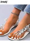 New Women's Flat Sandals Flip Flops Straps Flat Side Hollow Fashion Sandals Beach Shoes zapatillas