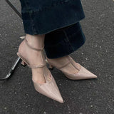 Women Low Heels Sandals Pointed Toe Slippers Summer Sexy Shoes 2024 Dress Slingback Slides Flip Flops Pumps Chaussures