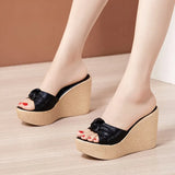 Fish Mouth Slope Heel Slippers Women Wear 2023 Summer New Summer Muffin Thick Soles Large Size 4143 Sandals And Slippers