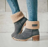 Women Boots Winter Outdoor Keep Warm Fur Boots Waterproof Women's Snow Boots Thick Heel With Round Head Short