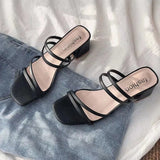 Breakj Fine Sandals Women 2025 New Medium Heds Of Cool Slippers Women Wear Coarse Heel With Women's Shoes Korean Version Of The Square