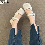 Square Toe Mary Jane Shoes Women Low-Heeled Single Shoes Leather Shoes Spring