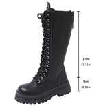 Breakj Autumn And Winter New Black Zippered Knight Boots Long Boots Trend Thin Tie With Thick Bottom