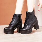 Leader High Heels, Thick Heels, Thick Soles, Velveteen Martin Boots, Size 4143 Autumn / Winter British