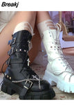 New Gothic Style Platform Vampire Cosplay Women Mid-calf Boots 2023 Winter Wedges Comfy Women Motorcycle Boots