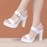 Thick-Heeled, Open-Toed Leather Sandals Women's Summer 2023 New Thick-Soled Waterproof Platform Large Size With