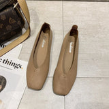 Spring New Korean Version Of Square Head Flat Single Shoes Female Harajuku Students Doudou Shoes Shallow Lazy