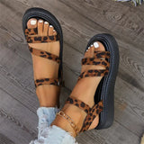 Breakj Sandals Women's 2025 Summer New High-End Thick-Soled Women's Shoes Leopard Cross-Slip Roman