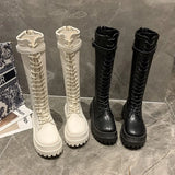and Winter Knee-high Boots Fashion Chelsea Boots Women's PU Leather Boots Brand Design Women's Platform