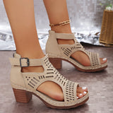 Breakj Coarse-Heeled Sandals Women In The Summer Of 2025 New TEUM Explosion With Hollow
