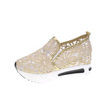 Breakj Shoes Female Summer Breathable Korean Hollow Out Gauze Small White Shoes Casual Set Heel Comfortable Platform Bottom Women's