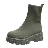 Breakj Size 43 Couple Socks Boots 2025 Autumn New Thick-Bottom Leisure Knitted Short Boots Women's Thick-Bottom Mid-Sleeve Women's