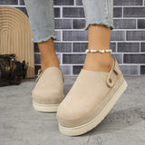 Breakj Autumn New Large-Size Slippers Women Fashion Beef Velvet Thick Bottom Magic Sticker Head