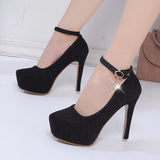 Fashion Wedding Shoes Women High Heels Bride Shoes Platform Fashion Pumps Super High Heel 12cm Black