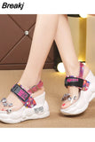 Sandals Women 2023 Chunky Red High Heels White Summer Fashion Transparent Increase Wedge Rhinestone Sandals