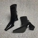 Design 2024 Autumn / Winter New Small Square Head Thick Heel High Heel Ankle Boots Martin Boots High Boots Fashion