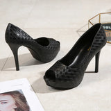 New Fashion Plaid Waterproof Platform Shallow Leisure Ultra High Heel Banquet Show Wedding Shoes Women's Singles