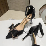 Elegant Dress Bridesmaid Sandals Fairy Wind Word Buckle Heels Hollow