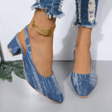 Breakj New Denim Back High Heel Shoes Sharp Head Light Single Shoes Fine Heel Head Large Size Sandals