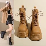 Breakj Boots Women's Shoes British Wind 2025 Autumn New Thick-Bottomed Temperament Comfortable Fashion Retro Fashion