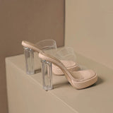 Breakj Not Tired Feet High-Heeled Women's Sandals New Transparent Design Crystal Cool Slippers In The Spring And