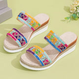 New Hemp Rope Woven Surrounding Slope With Slippers Female Thick Bottom A Word Belt