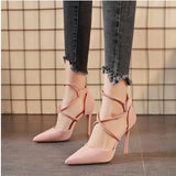 Breakj Sexy Pointed Single Shoes Cross-Tied High Heels Women 2025 New Banquet Temperament Fine Heel